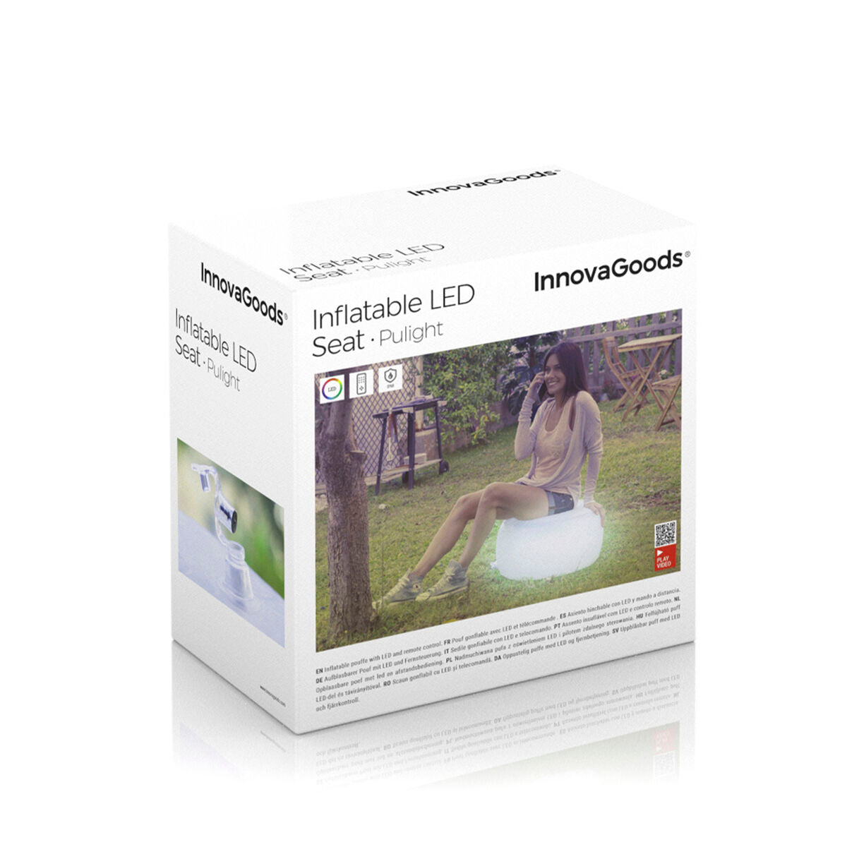 Siège Gonflable LED Multicolore - Pouf Lumineux Télécommande
