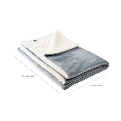 Détail du tissu velours et mouton de la couverture chauffante grand format