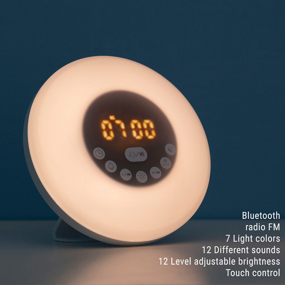 Réveil lumineux Zokki en mode éclairage multicolore