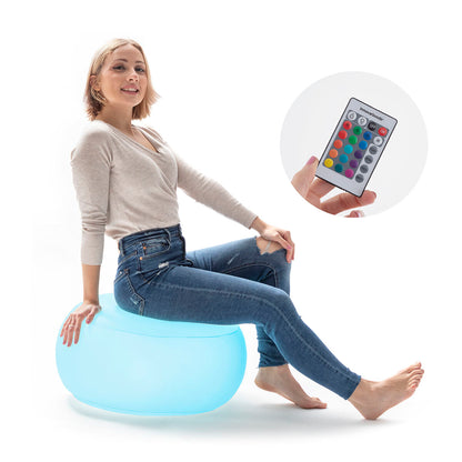 Siège Gonflable LED Multicolore - Pouf Lumineux Télécommande